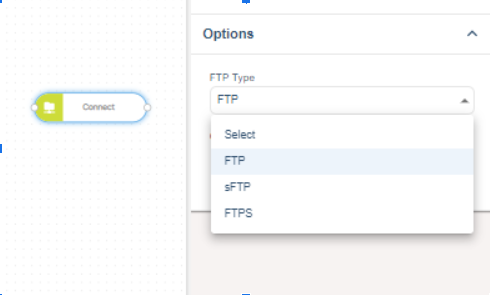 Connect FTP node options