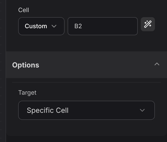 Set Active Cell Options