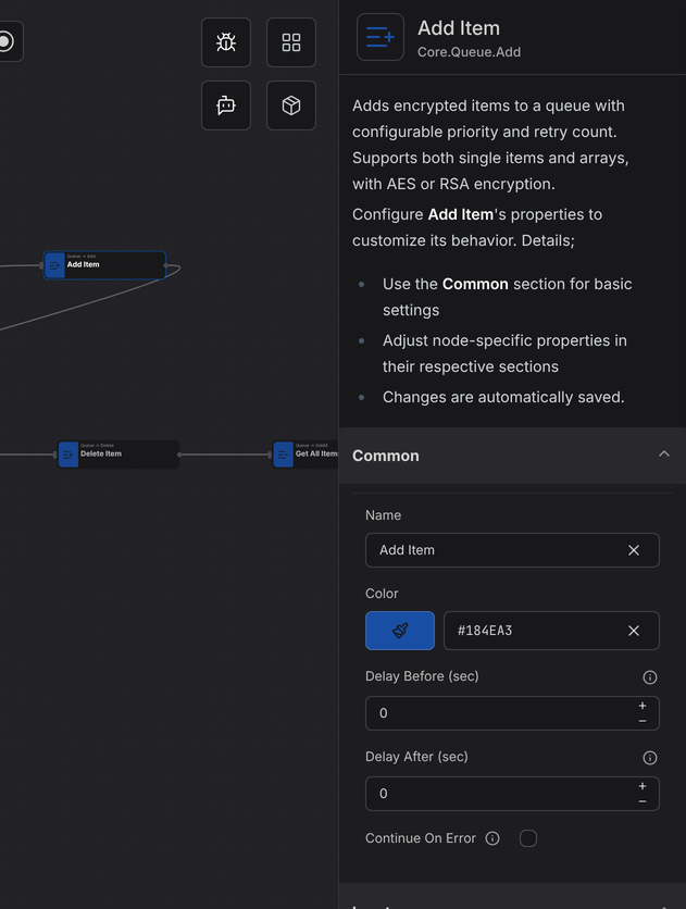 Add Item properties