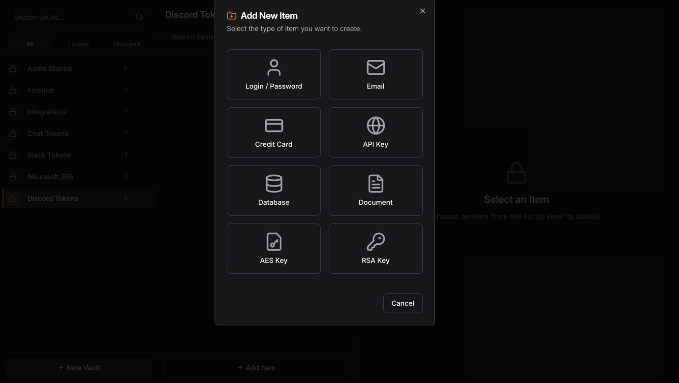 Create Vault Item