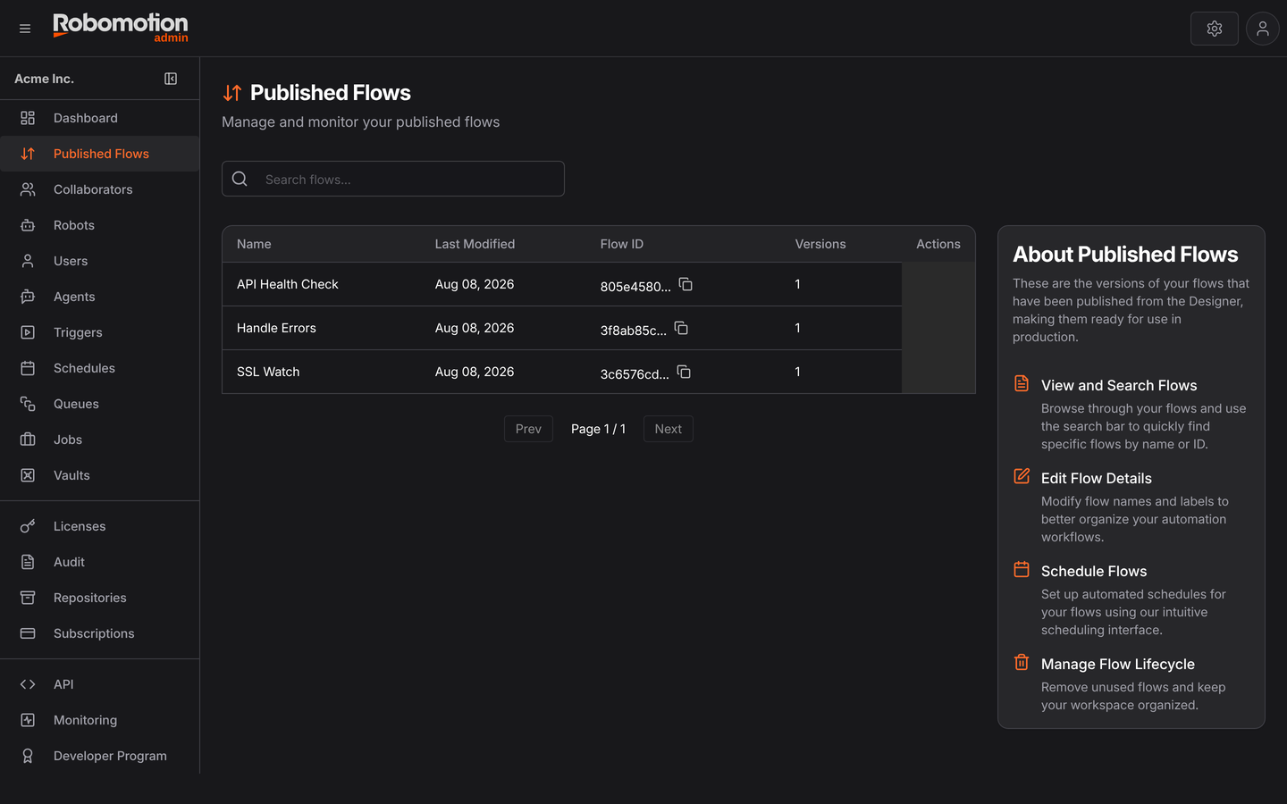 Published flows