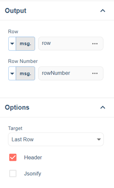 Get Row node options