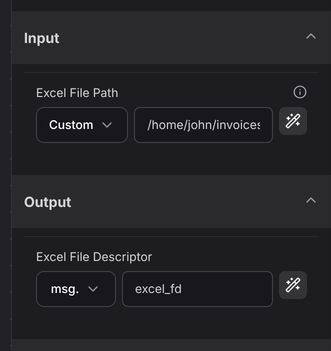 Open Excel properties