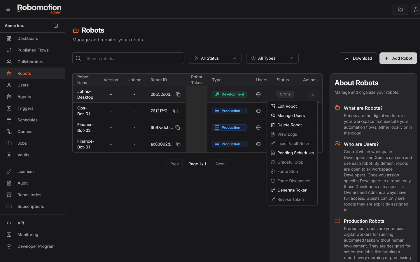 Robot Actions