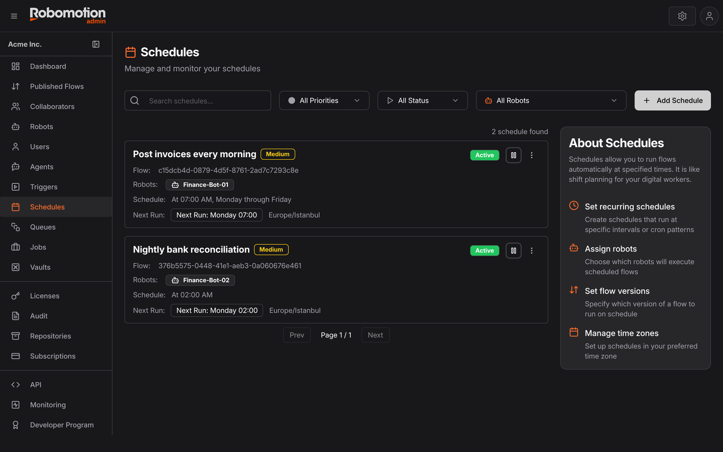 Schedule List