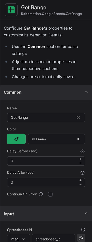 Get Range properties
