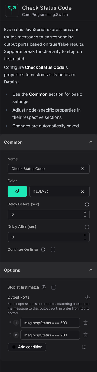 Switch properties