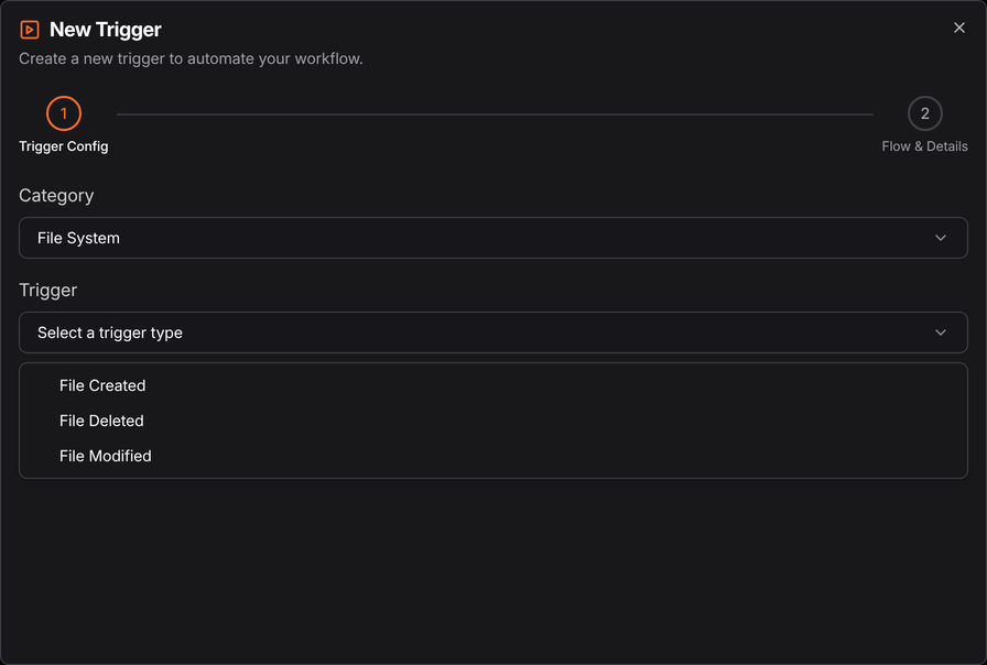 The File System trigger types