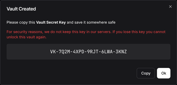 The vault secret key