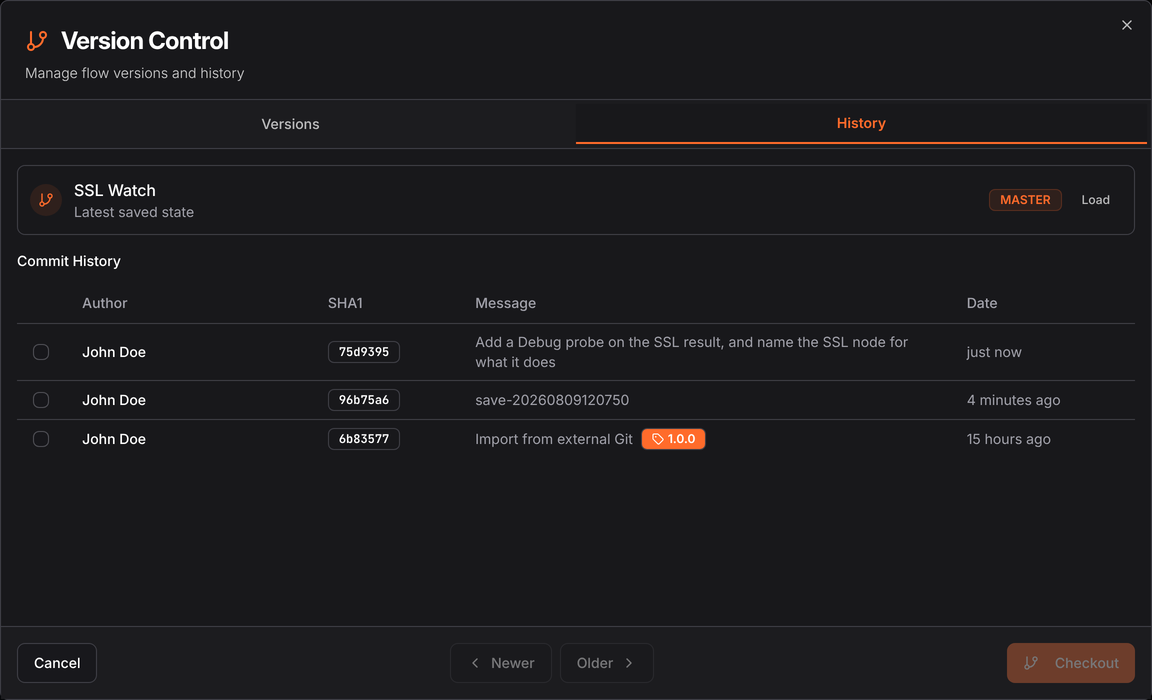 Commit history